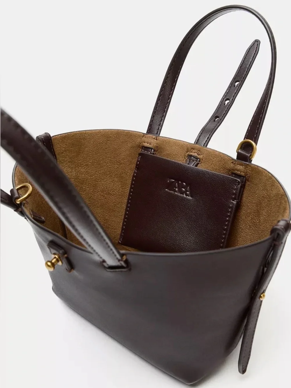 Zara Burgundy Red Brown Mini Basket Shopper Tote Bag Crossbody Shoulder Purse